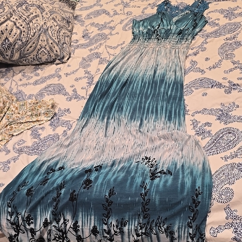 Blue Floral Maxi Dress
